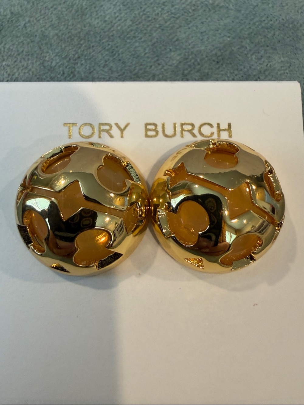 Tory Burch | Polished Gold Cutout Dome Stud Earrings